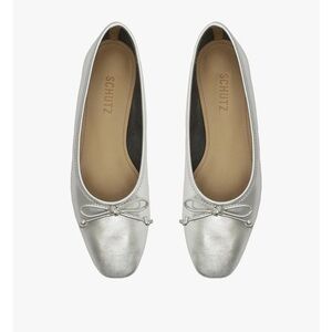 SCHUTZ Arissa Metallic Silver Ballet Flats